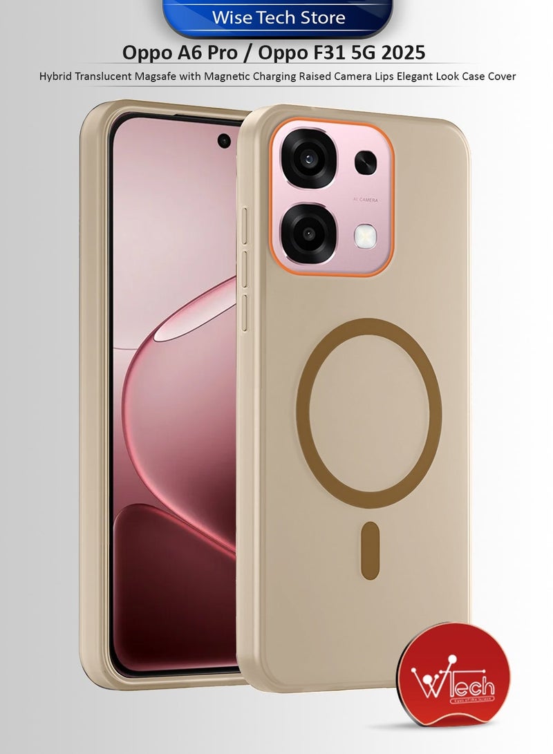 Wtech Oppo A6 Pro / Oppo F31 5G 2025 Hybrid Translucent Magsafe with Magnetic Charging Raised Camera Lips Elegant Look Case Cover (MCMPMN) - Brown - Image 1